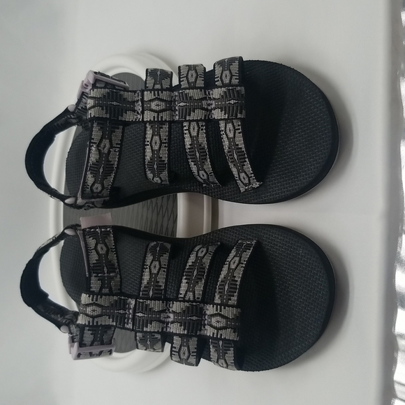 TEVA Black & Grey Original Dorado Strappy Sandals Aztec Tribal Print with Buckle - Picture 7 of 9